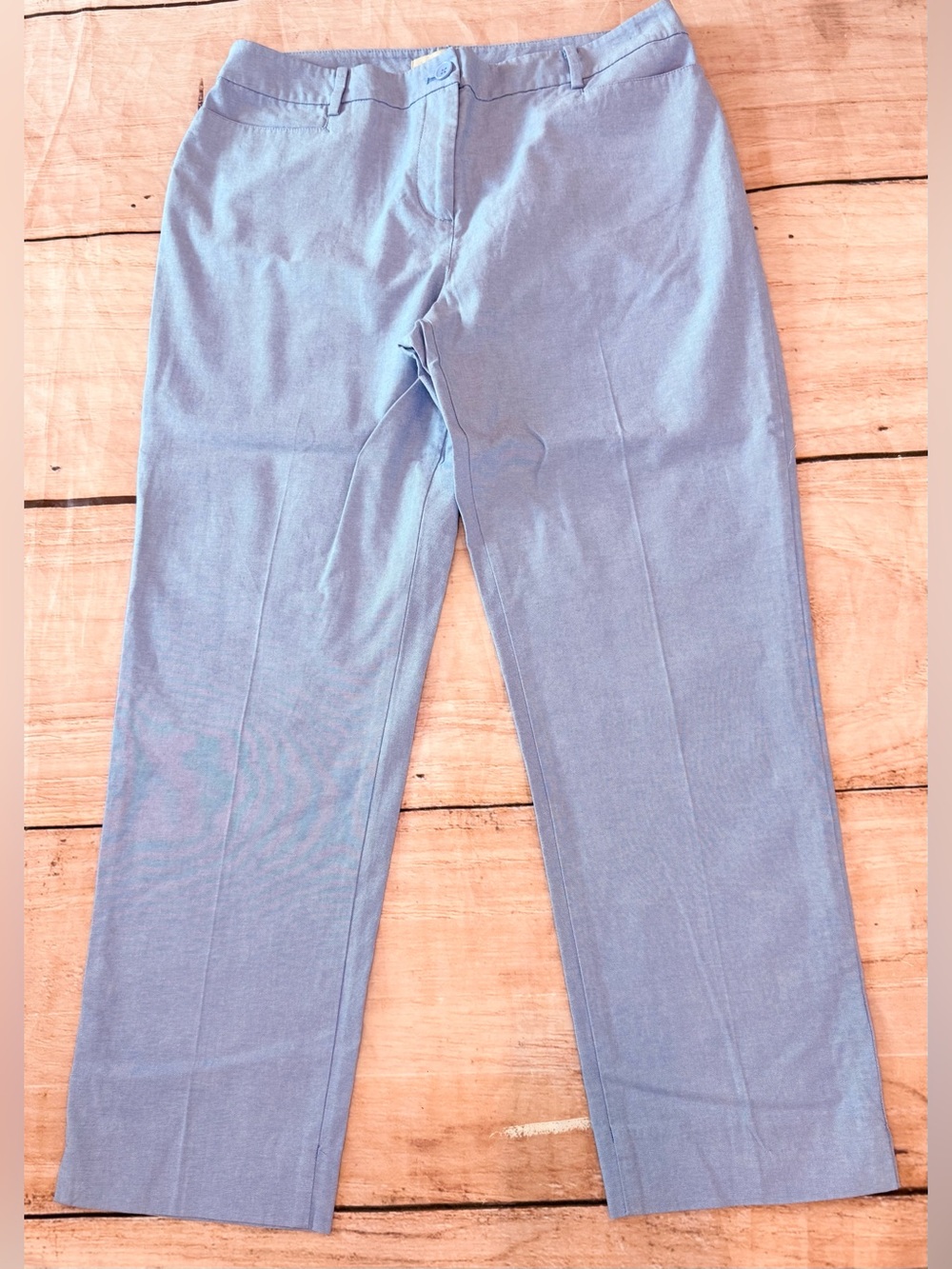 Size 10 Talbots Newport Chambray 100% Cotton High Rise Perfect Crop Chino Pants